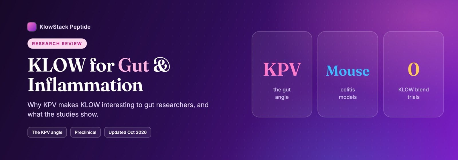 KLOW gut research at a glance: the KPV angle, mouse colitis models, no KLOW blend trials