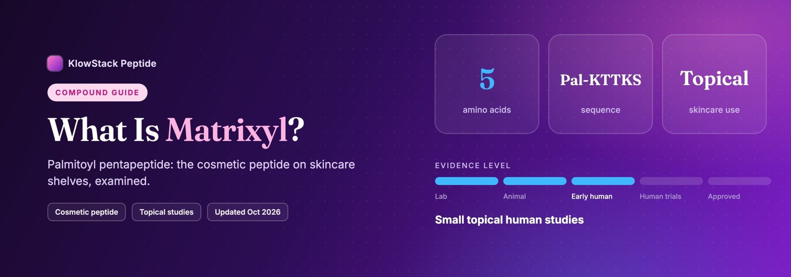 What is Matrixyl: 5 amino acids, evidence level small topical human studies