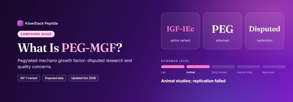 What is PEG-MGF: IGF-1Ec splice variant, evidence level animal studies; replication failed