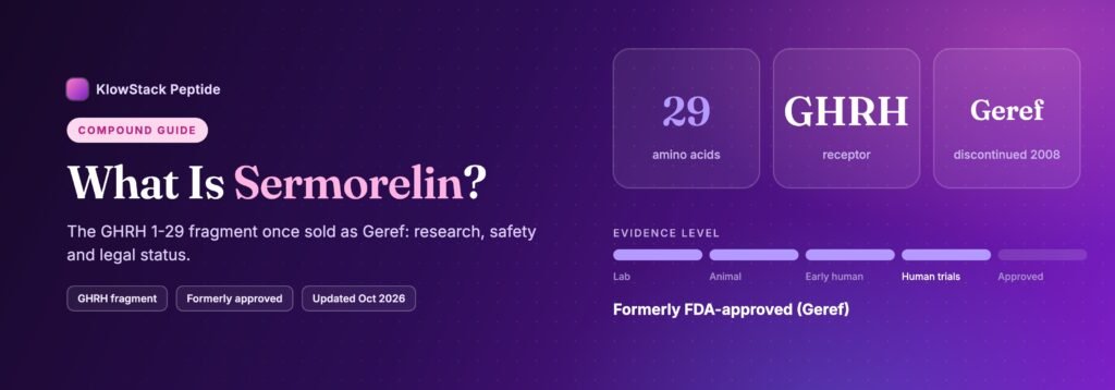 What is Sermorelin: 29 amino acids, evidence level formerly fda-approved (geref)